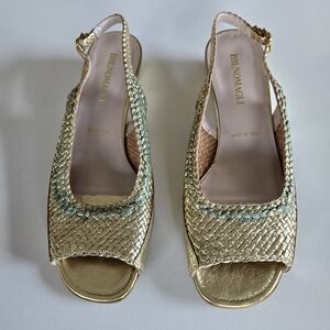 Italian made Brunomagli gold slingback sandals. European size 381/2, US 7.5